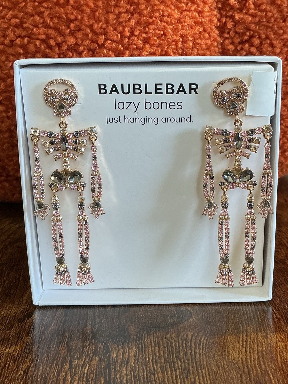 BaubleBar Rose Gold Pink Skeleton Drop Earrings